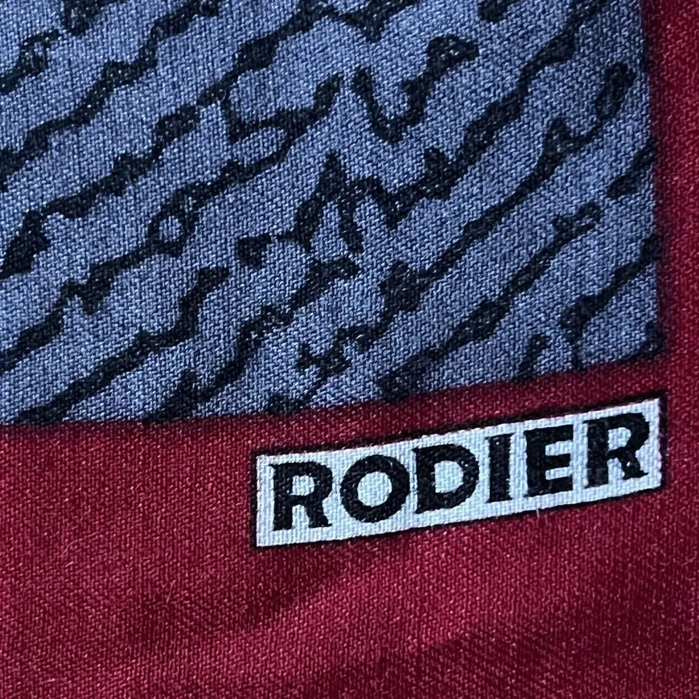 Vintage Rodier Scarf wool multicolor oversize blue burgundy 50 x 53